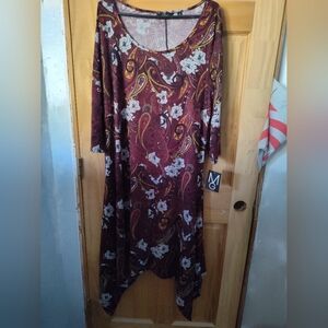 Nwt Burgundy Paisley Dress